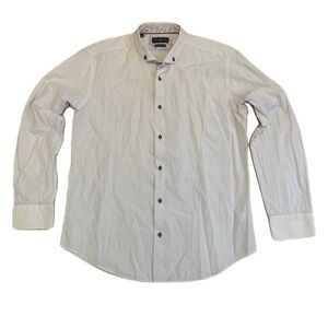 Lloyd & Jefferson London Men's White Blue Polka Dot Paisley Dress Shirt XL